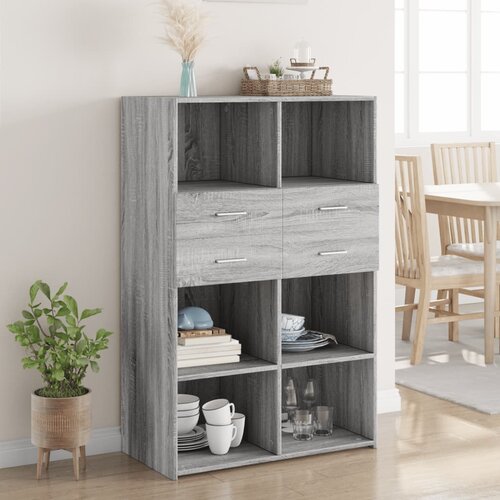  Visoka komoda siva boja hrasta 80x42,5x124 cm konstruirano drvo Cene