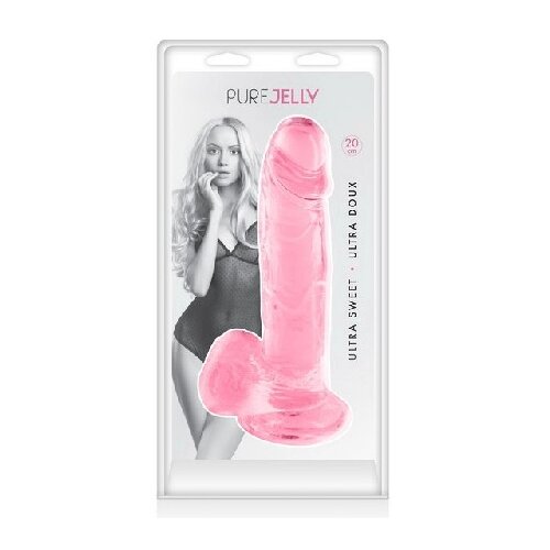  Prozirni dildo sa testisima | Pure Jelly Pink 20 cm Slike