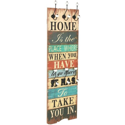 VidaXL Stenski obe&amp;scaron;alnik s 6 kljukicami 120x40 cm HOME IS Slike