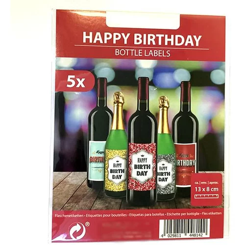  Nalepke za steklenice, Fancy 5 kos - Happy birthday 1