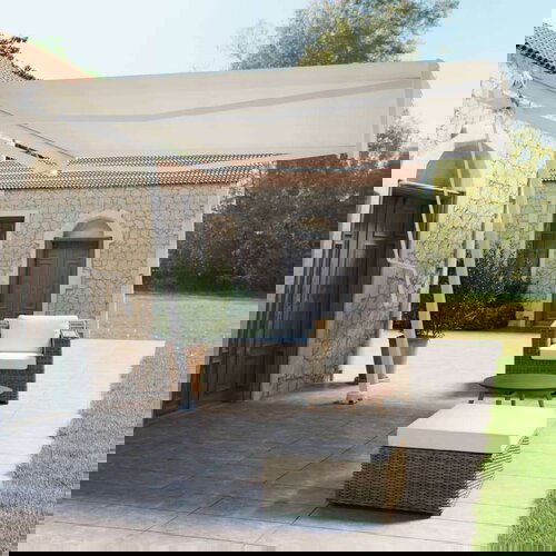 Prostostoječa avtomatska tenda 400x350 cm krem, (20728958) Cene