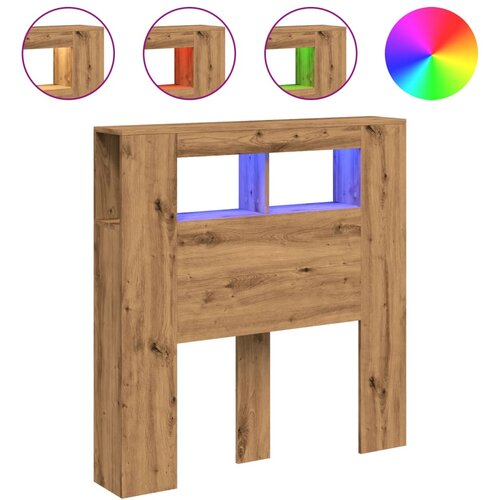 Maison Chic led posteljno vzglavje - vzglavna omarica - nočna omarica artisan hrast 100x18,5x103,5 cm inž. les, (21712706) Cene