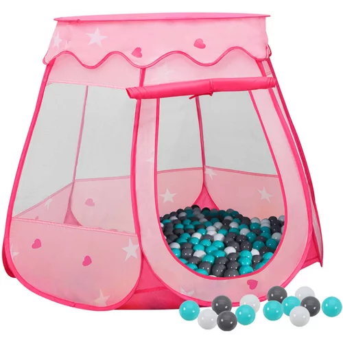  Dječji šator za igru s 250 loptica ružičasti 102 x 102 x 82 cm