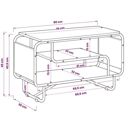  TV stalak 80 x 36 x 45 cm Crni hrast Konstruirano drvo - Crni hrast 80 x 36 x 45 cm Slike