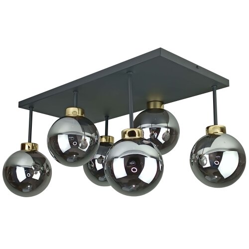  Plafonski luster DEA 6xE14/60W/230V crna/zlatna/zadimljena crna Slike