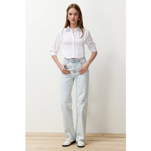 Trendyol Ice Blue High Waist Wide Leg Jeans Slike