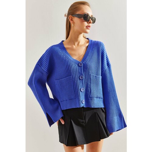 Bianco Lucci Women's Buttoned Pocket Knitted Cardigan Slike