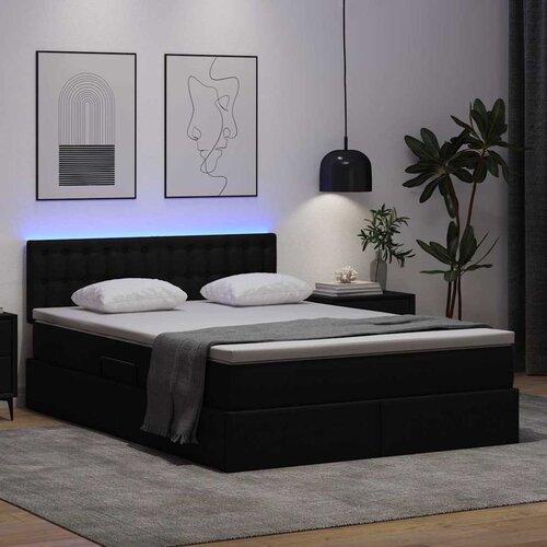  s prostorom za pohranu s LED-om Crna 140 x 200 cm Slike