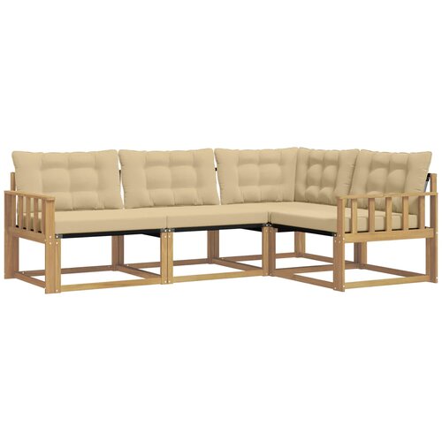 vidaXL Zunanja garnitura za sedenje z blazino 4 pcs Bela in bež, (5000269589) Cene