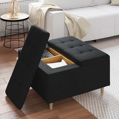  Stolica s dugmadi s jastukom Crna 80 x 80 x 45 cm tkanina Slike