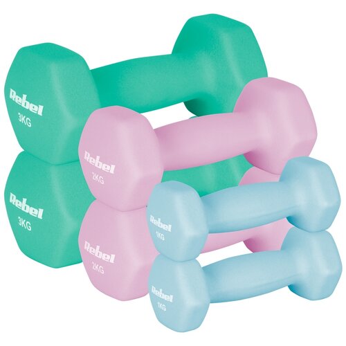 Rebel ACTIVE Set neopren HEX bučica, ukupno 12 kg (2x1kg+2x2kg+2x3kg), model RBA-2330-S3 Cene