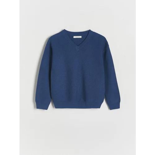 Reserved - Džemper od melanža - mornarsko plava