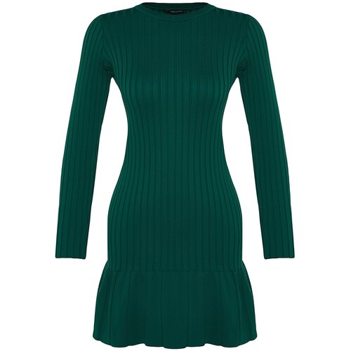 Trendyol Emerald Green Mini Knitwear Crewneck Dress Cene