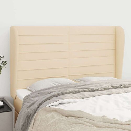  Uzglavlje s u&amp;scaron;ima krem 147x23x118/128 cm od tkanine Slike