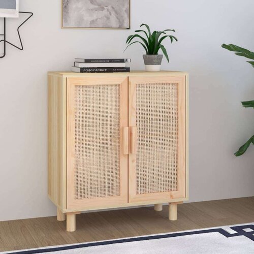  Komoda smeđa 60 x 30 x 70 cm masivna borovina i prirodni ratan Cijene