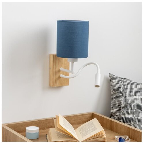  Brilagi - LED zidna lampa NUBILA WOOD 1xE27/25W/230V+ LED/3W hrast/tamno plava Cene