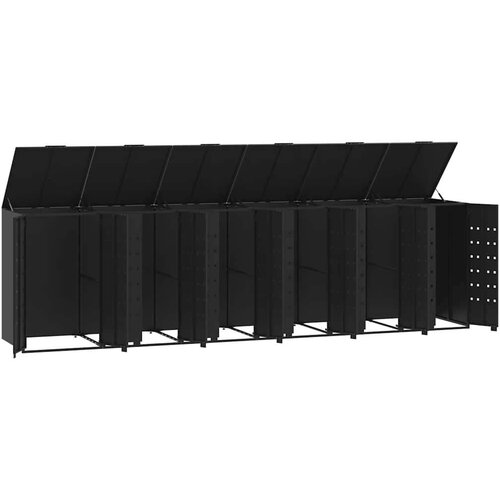 VidaXL Spremi&amp;scaron;te za 6 kante za otpad crno 414x79x117 cm čelično Slike