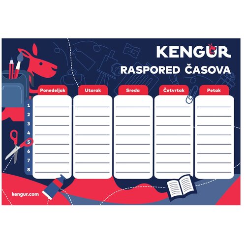 Kengur Roster, raspored časova A5, Cene