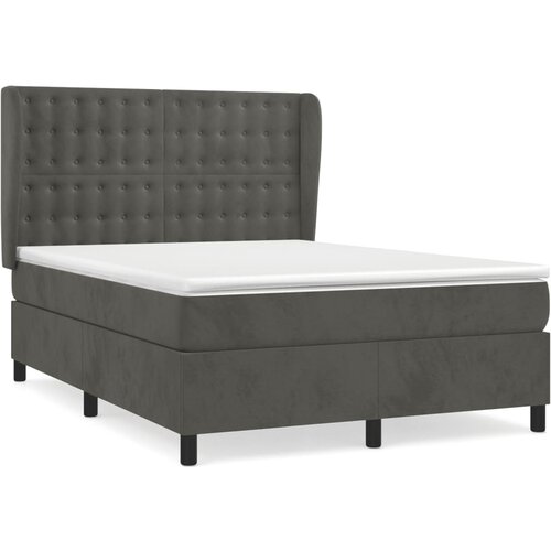 Maison Chic Box spring postelja - Vzmetna postelja z vzmetnico temno siva 140x200 cm žamet SL3048, (21901621) Cene