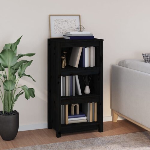 VidaXL Ormarić za knjige Crna 50 x 35 x 97 cm od masivne borovine Slike