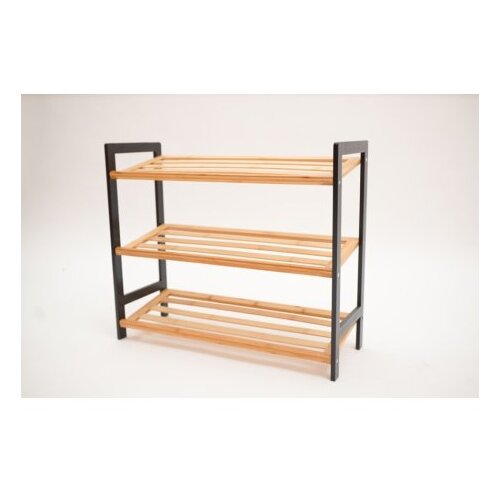 Bolzz polica za obucu 3 nivoa bamboo crna Slike