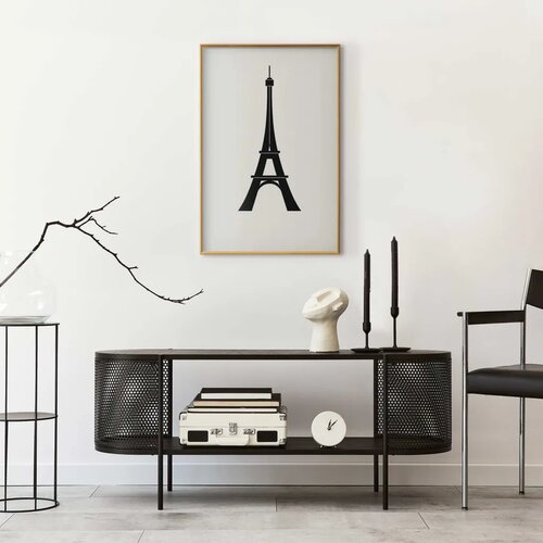  Plakat - Eiffel Tower Simple Black-and-White Graphic 21x30 Zlatni okvir Slike