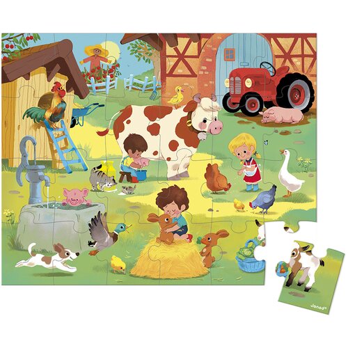 Janod dječje puzzle a day at the farm 24 komada Slike