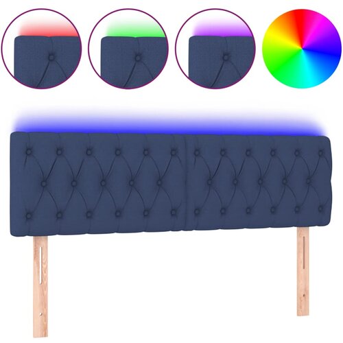 VidaXL LED posteljno vzglavje modro 144x7x78/88 cm blago, (20952283) Slike
