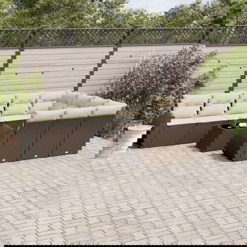 vidaXL 11-dijelni set vrtnih sofa od poliratana s jastucima smeđi Cijene