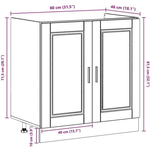  Ormar ispod sudopera Porto s Lavabo - Umivaonikom bijeli 80x46x84 5 cm od drva Slike