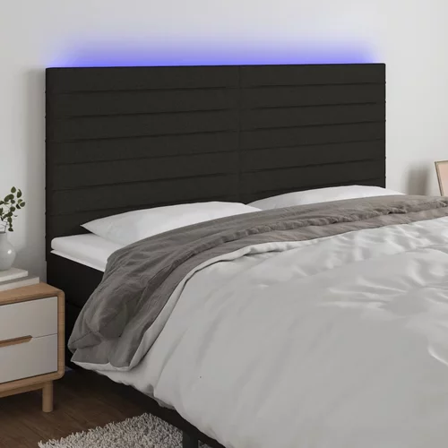 vidaXL LED posteljno vzglavje črno 200x5x118/128 cm blago