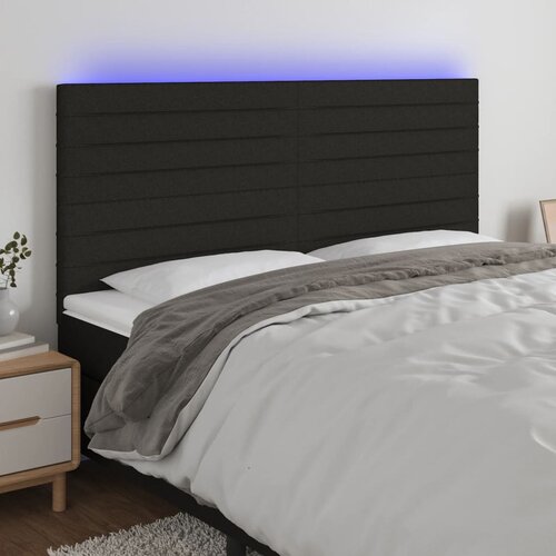 VidaXL LED uzglavlje crno 200x5x118/128 cm od tkanine Slike