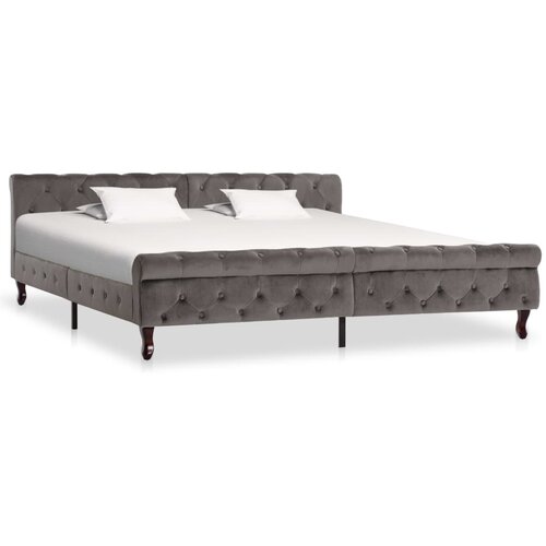  Posteljni okvir siv žamet 200x200 cm Slike
