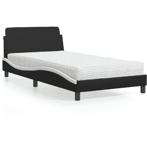 VidaXL Krevet s madracem crno-bijeli 100 x 200 cm od umjetne kože Slike