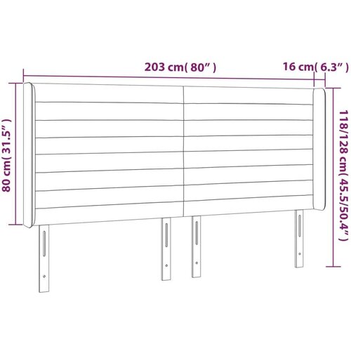  Uzglavlje tamnosivo 203 x 16 x 118/128 cm od tkanine Slike