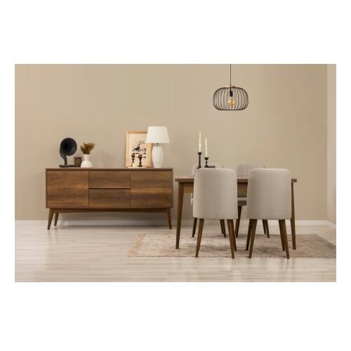 Hanah home vina 01 1005 walnut cream (produžni trpezarijski sto, stolice i konzola (6 komada)) Cene
