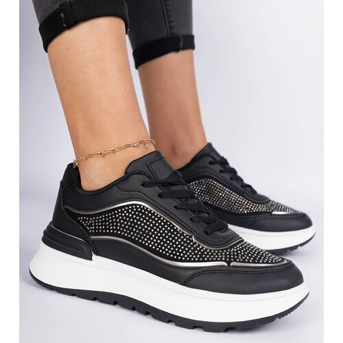 Gemre Black women&amp;#039;s sneakers with rhinestones Fucco Slike