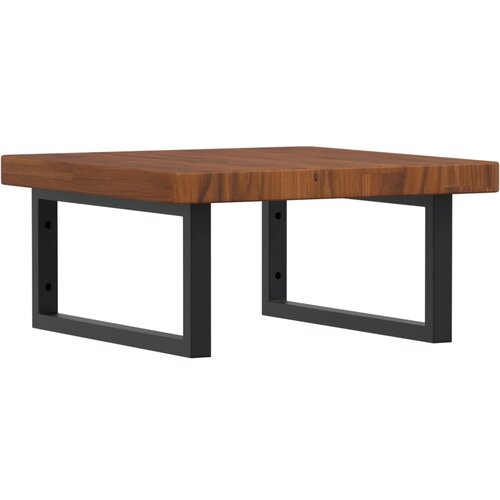  Zidna polica za umivaonik od čelika i masivne hrastovine Smeđa 50 x 50 x 4 cm Slike