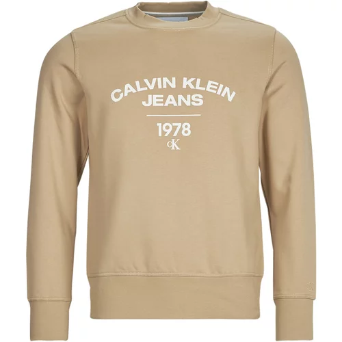 Calvin Klein Jeans Puloverji VARSITY CURVE CREW NECK Bež