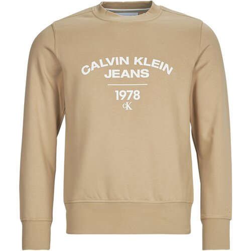 Calvin Klein Jeans VARSITY CURVE CREW NECK Bež Slike