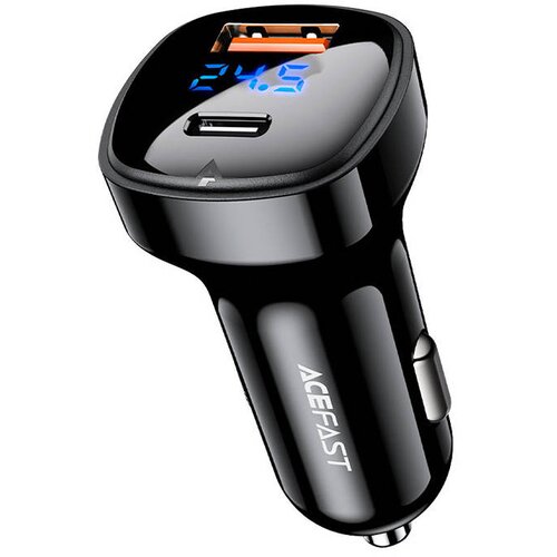 Acefast Avtopolnilec B4, 66W, USB-C + USB, z zaslonom (črn), (20633236) Cene