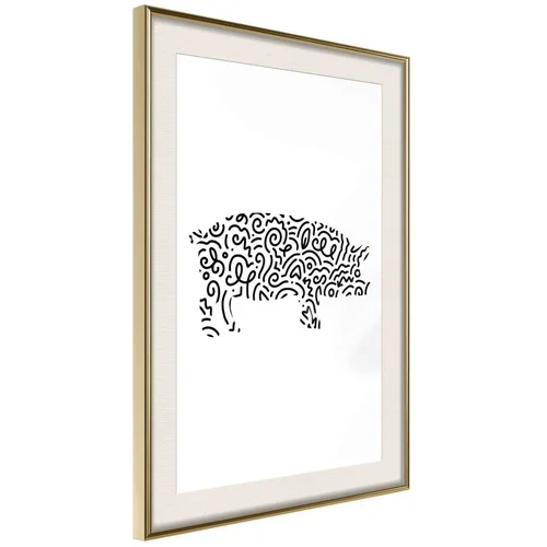  Poster - Curly Pig 40x60