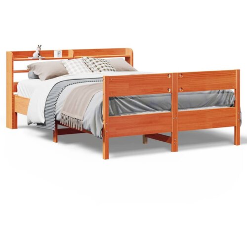 vidaXL Posteljni okvir brez vzmetnice voščeno rjav 120x190 cm borovina Cene