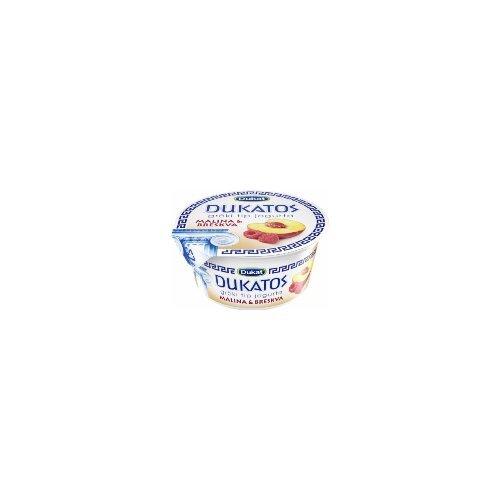 Dukat Dukatos grčki tip jogurta malina i breskva 150g čaša Slike