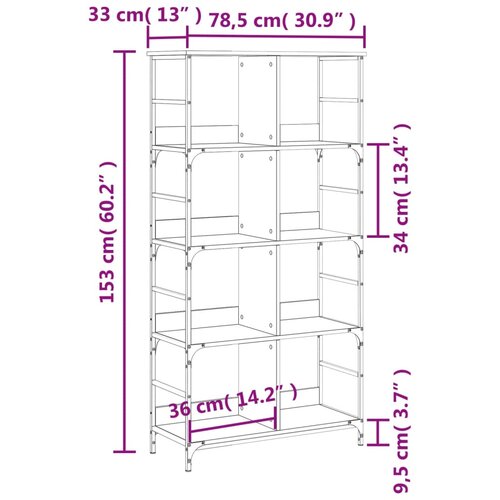  Polica za knjige boja hrasta 78,5x33x153 cm konstruirano drvo Slike