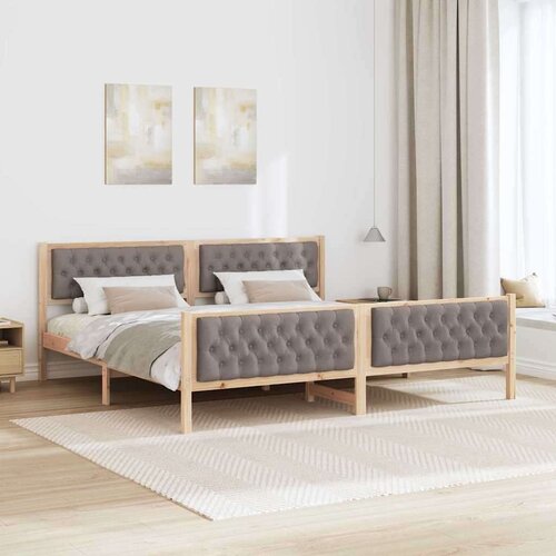  Okvir za krevet Sivo-smeđa 200 x 200 cm tkanina Slike