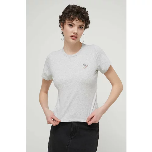 Abercrombie & Fitch Pamučna majica za žene, boja: siva