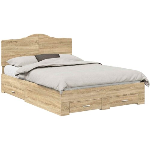  Krevetna konstrukcija s ladicama Sonoma hrast 150 x 200 cm Smeđa 206 x 153 x 100 cm Slike