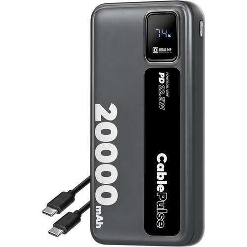  Obal Me CablePulse prenosna baterija 20000mAh 22W z vgrajenima kabloma USB-C in Lightning črne barve Cene
