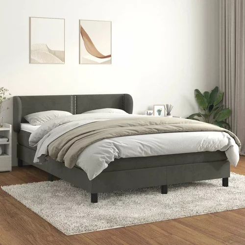  Box spring postelja z vzmetnico temno siva 140x200 cm žamet, (20727326)